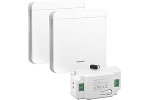LYTARI Wireless Light Switch Kit Kinetic Switch Up to 60M Range AC 100-250V Smart Light Switches RF Remote Control No Wiring No Battery for Indoor Outdoor Lighting Appliances Control 2 Switches 1 Receiver