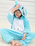 JT-Amigo Kinder Pyjama Strampler Schlafanzug Tier Kostüm für Halloween Karneval Fasching, Elefant Kostüm, Gr. 140/146 -
