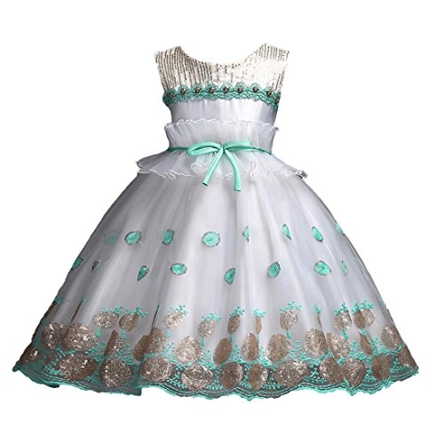 Beikoard Robe de Fille, Robe de Princesse Fille Robe de Marie Robe de Demoiselle D'honneur Robe de Soire Mode Robe en Dentelle Jupe de Plage Robe de Danse