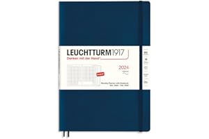 LEUCHTTURM1917 367565 planer miesięczny z notatnikiem, miękka okładka, kompozycja (B5) 2024, 16 miesięcy, granatowy, angielski