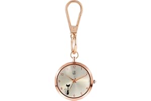 JewelryWe Taschenuhr mit Karabiner Schlüsselanhänger Quarzuhr Analog Strass Uhr für Ärzte Krankenschwestern Sanitäter Köche Gold Weiß