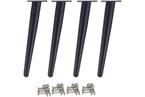 Drenky 4 Stück Schräge Tischbeine, Metallschrankbeine, Kegel Möbelbeine, 201 Edelstahl,Schwarz, 40 cm Höhe, No-Slip Silent Base Platzierung für Sofas, Tische und andere Möbelbeine