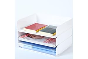 HKEEPER 3-poziomowe tace na dokumenty A4, stojak na dokumenty biurowe, uporządkowany organizer na dokumenty, listy, papier (3 poziomy, biały)