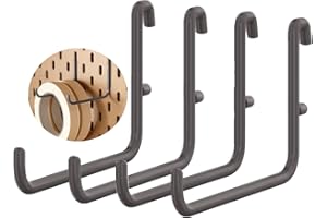 DODXIAOBEUL 4 Pack L Style Pegboard Hooks,Pegboard Accessories,Pegboard Long Hooks 3.75" Hang Headphones or Brushes,Hammer or Broom, L Shape Peg Hooks Storage Hooks (Grey)