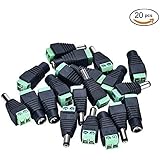 Pasow DC Power Connector 10pcs Male &amp; 10pcs Female Jack Connector Plug Adapter for CCTV Camera