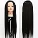 Neverland Beauty 26" Long Smooth 100% Synthetic Natural Black Hair Hairdressing Equipment Styling Head Doll Mannequin Training Head Tools Braiding Cutting Student Practice Model with Clamp #1B UK Stock