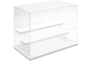 Nynelly 3 Niveaux Vitrine Acrylique Transparent Assembler Comptoir Boîte Rangement Organisateur De Cube Vitrine Antipoussière pour Action Pop Figures Jouets De Collection,Blanc