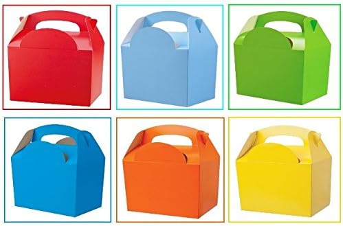 30 Boys Assorted Plain Coloured Childrens Meal Food Birthday Party Bag Boxes