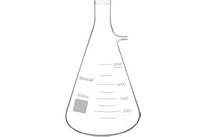 StonyLab 5000ml Borosilicate Glass Filtering Flask, Bolt Neck with Tubulation, 5L (5 Liter)
