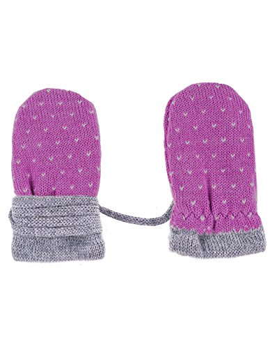 MaxiMo Baby Girls Fäustel mit Pünktchenjacquard Mittens, Pink (mauvemeliert/graumeliert 7505), 6 (Manufacturer size: 6M)