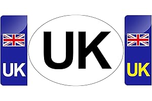TENHCREEK UK Car Stickers for Europe, Self Adhesive UK Stickers for Car, 2 Pack UK Number Plate Stickers for Europe + 1 Pack Oval UK Stickers for European, Replace GB Stickers for Car Europe - No Scratching