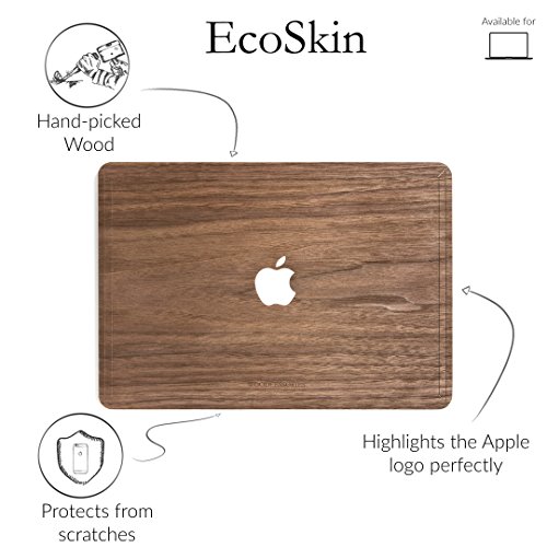 Woodcessories EcoSkin – MacBook 13 Air & Pro Cover, Schutz, aus echtem Holz, Apfellogo (FSC-zertifiziert – Walnuss) - 2