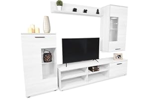 Somnia Descanso - Mueble de Salón Moderno con Leds, Módulos de Comedor, Modelo Gustav, Acabado en Andersen, Medidas: 229 cm (Ancho) x 200 cm (Alto) 38 cm (Fondo)