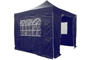 All Seasons Gazebos | 3x3m Pop Up Gazebo con 4 pareti laterali, pacchetto accessori e borsa con ruote | Resistente, completamente impermeabile, di alta qualità (Blu Navy)