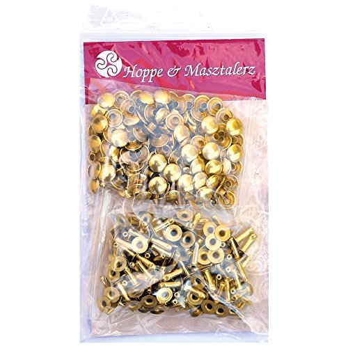 100 Doppel-Hohlnieten Nieten Ziernieten 11mm (11/12) aus Eisen (nickel frei), Finish: messing-glänzend (goldfarben) - 2