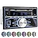 Price comparison product image XOMAX XM-2CDB622 Car Stereo with CD-Player + Bluetooth hands-free & music streaming + USB port (plays up to 128 GB) and micro-SD-Card-slot (plays up to 128 GB) for MP3 & WMA + 7 light colours adjustable: Blue Red Green Purple Yellow White Turquoise + AUX-IN + FM radio + Double-DIN / 2-DIN standard dimensions + 2x Connection for Subwoofer + futuristic design + incl. remote control, trim and cage