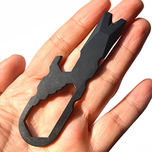 Preisvergleich Produktbild FEITONG Outdoor Edelstahl Tactical Multifunktionale Pocket Ring Schlüsselanhänger Key Schwarz