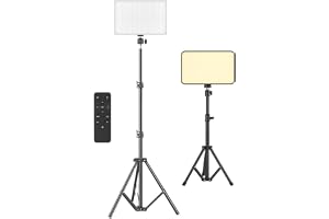 GiftMax 11" LED Video Soft Light Panel, for Studio Photography Video Recording Conference YouTube,2700K-5700K CRI95+ with Remote Control (Camera Light with 7Ft Stand)