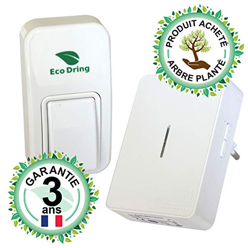 EcoDring Sonnette sans Pile sans Fil personalisable - Rendez-Vous RXTX - Garantie 3 Ans - jusqu'à 140m