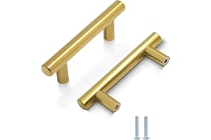 CCHONG 2 Pack Kitchen Cupboard Handles Stainless Steel Kitchen Door Handles Brushed Cabinet Handles Wardrobe Handles Drawer Handles (Gold, Hole Centre 64mm)