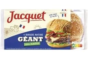 Jacquet Burger géant nature sans additif jacquet - Le sachet de 4- 350g