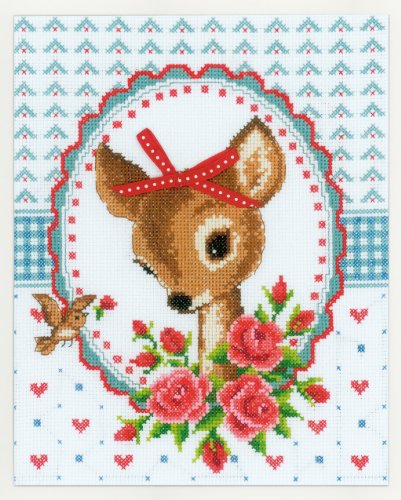 Vervaco PN-0150452 Zählmusterpackung Bambi mit Rosen aida