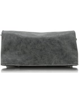 GIRL FRIDAY Clutch INGVILD Damen-Tasche Handtasche Umhängetasche Schultertasche 100% vegan hergestellt, Schwarz