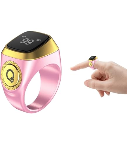 Anlising Anneau Compteur De Prière Digital Musulman – Écran OLED, Rappel 5 Prières, Vibreur – Noir 20mm
