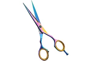 COSSMOO Hairdressing Scissors - Multicolor Hair Scissors Stainless Steel Barber Scissors and Razor Blade Hairdressers Scissors UK for Salons, Barbers, Women
