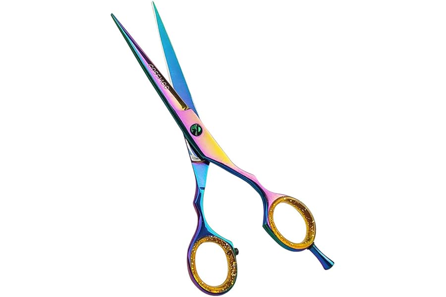 Hairdressing Scissors - Multicolor Hair Scissors Stainless Steel Barber Scissors and Razor Blade Hairdressers Scissors UK for Salons, Barbers, Women