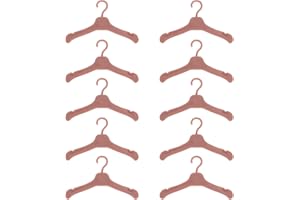 jojofuny 50Pcs en Plastique Poupée Vêtements Cintres Poupée Tenue Cintre Miniature Cintre Dollhouse Vêtements Accessoires (Brun)