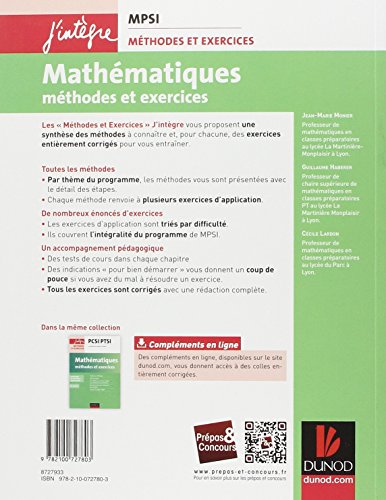 Couverture du livre de Mathématiques Méthodes et Exercices MPSI - 3e éd. - Conforme au nouveau programme