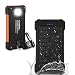 Produktbild FLOUREON Solar Ladegerät Powerbank 10000mAh Externe Akku Batterie Wasserdicht mit USB LED-Lampe für iPhone iPad Android-Handy Tablet Smartphones usw (Orange)