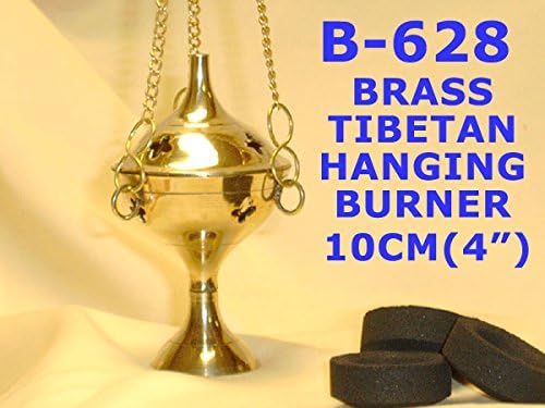 Traditional Brass Tibetan Charcoal incense burner, complete with a tube of charcoal discs and 10gm frankincense