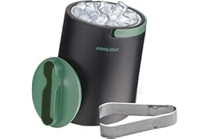 PINNACLE Pinacle Isolierter Eiskübel für Partys mit Zange, die in den Deckel passt – Edelstahl-Eiskübel für Cocktailbar mit klappbaren Griffen für Innen- und Außenbereich, BPA-frei, Grün