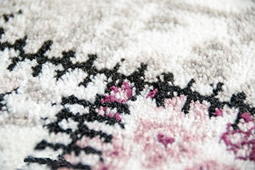 Edler Designer Teppich Moderner Teppich Wohnzimmer Teppich Patchwork Vintage Meliert Karo Muster in Lila Creme Grau Rosa Schwarz Größe 80×150 cm - 5