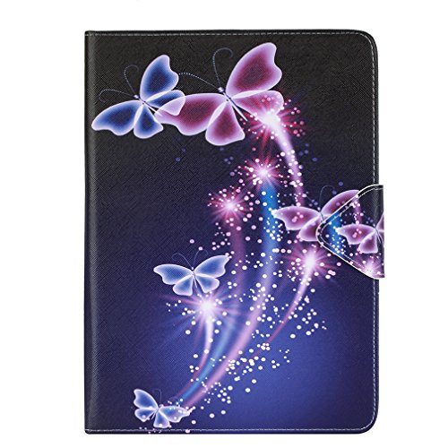 SZHTSWU® Schutzhülle für iPad Pro (9,7 Zoll), Slim Fit Folio Case Zeichnung Drücken Bunte Muster PU Leder Tasche mit Weich TPU Silikon Innere Tablette Hülle Kunstleder Tasche Wallet Etui Lederhülle Schutzhülle Flip Schale Ledertasche mit Kartenfächern und Ständerfunktion für Apple iPad Pro (9,7 Zoll), Schmetterling