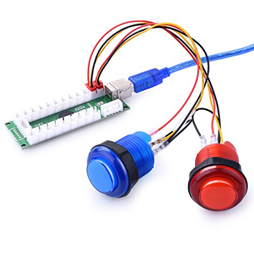 For Raspberry Pi 3 2 model B Retropie  Longruner LED Arcade DIY Parts 2x Zero Delay USB Encoder   2x 8 Way Joystick   20x LED Illuminated Push Buttons for Mame Jamma Arcade Project Red   Blue Kits