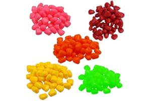 OriGlam 250 pièces appâts Souples de Simulation de Faux maïs, leurre de pêche Artificiel leurres de pêche à la Carpe de maïs simulés appâts avec Un Parfum agréable, 5 Couleurs mélangées