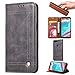 Produktbild Oneplus 5T Fall, elegante Retro Leder mit ID Kreditkarte Slot Halter FLIP COVER STÄNDER Magnetverschluss Fall für OnePlus 5T, grau, OnePlus 5T
