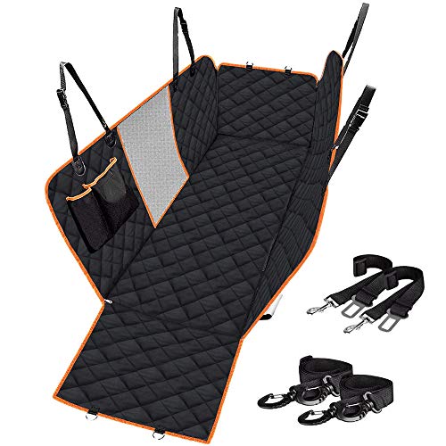 Preisvergleich Produktbild Autoschondecke Hundedecke für Auto Rückbank, CLEEBOURG Autoschondecke Autodecke für Haustiere wasserdicht mit sichtbar Fenster und Seitenschutz, Autoschutz mit 2 Hund Sicherheitsgurt