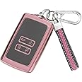 TPU Cover Shell for Renault 4 Buttons Car Key Fob,Keyless Smart Card Case Holder Fit to Clio/Megane/Kadjar/Captur/Dacia Duster，with Keychain - Pink