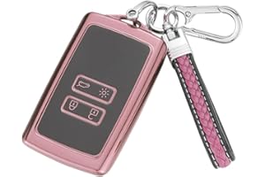 Yamlten Autoschlüssel Hülle für Renault Renault Kadjar Captur koleos Clio Zoe Megane (IV/4) Dacia Duster, 4 Tasten TPU Renault Schlüsselhülle- Rosa