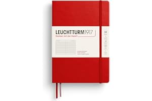 LEUCHTTURM1917 373978 Notebook Medium (A5), Hardcover, 251 Numbered Pages, Cherry, Ruled