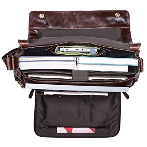 Borsa Messenger In Vera Pelle 'Oskar' - Per Laptop 15.6", Unisex, Vintage