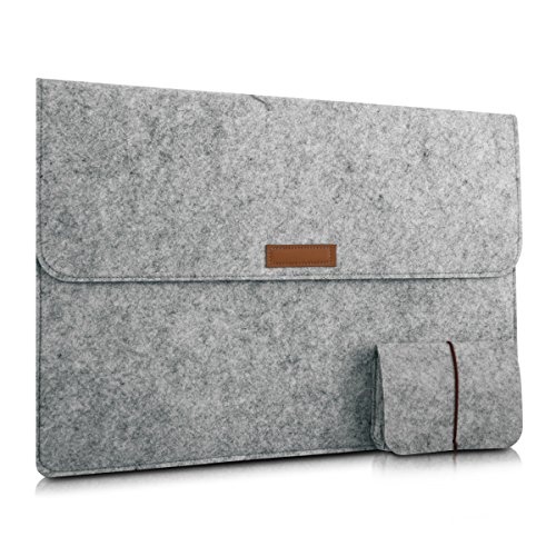 kwmobile Laptoptasche Filz Sleeve f  r 15  15 6  Laptop Ultrabook - Notebook Tasche Schutzh  lle Laptop Case H  lle in Grau mit Innentaschen Innenma  