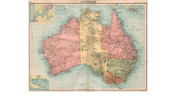 Original Map Of Australia Australia: Showing States. South Northern Territory. Bartholomew;1898 Map :  Amazon.co.uk: Home & Kitchen