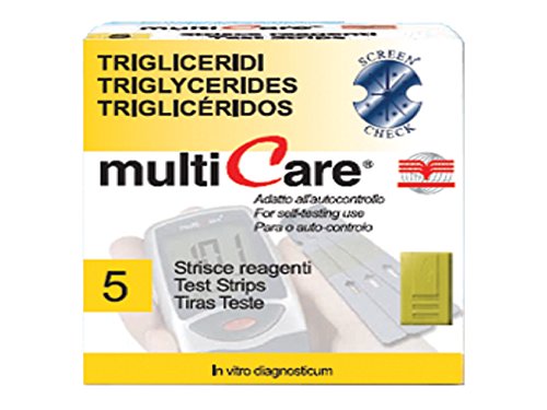 Multicare - Tiras de test para triglicéridos, 5 piezas, 1 Chip