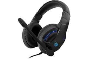 DeepGaming Cascos Gaming, Auriculares Gaming con Micrófono Flexible, 3,5 mm Jack, Luces LED con USB, Compatible con PS4, PS5, PC, Switch, Xbox Series. Color Negro