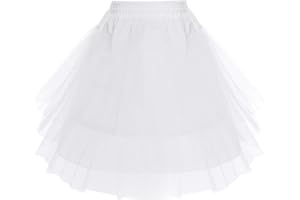 Agoky Enfant Fille Doux Jupon Blanc Noir sous Robe Jupe Mariage Mariée Filles des Fleurs Tutu Danse Jupons Underskirt Crinoline sans Cerceaux 3 Couches Filets Longueur 47cm